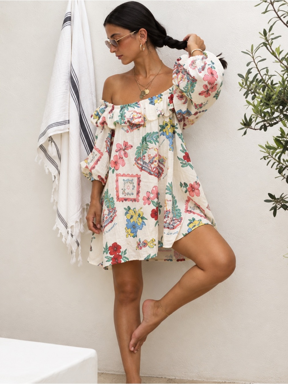 Vrg Grl Off-Shoulder Floral Mini Dress